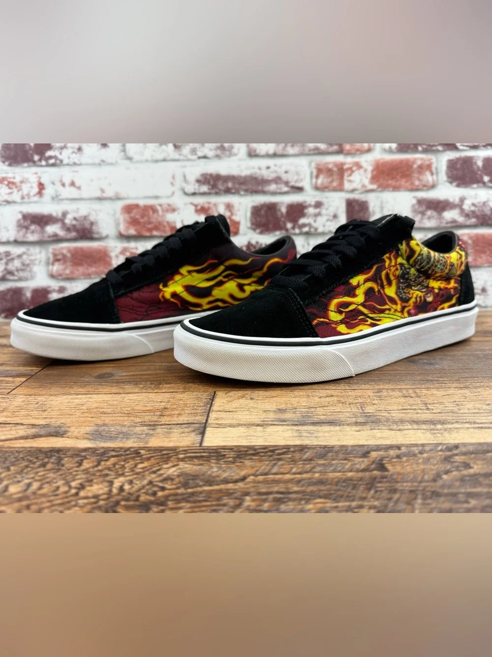 Vans Samurai Rising Old Skool Flame Skull Skate Sneakers Size Men 6, Women 7.5